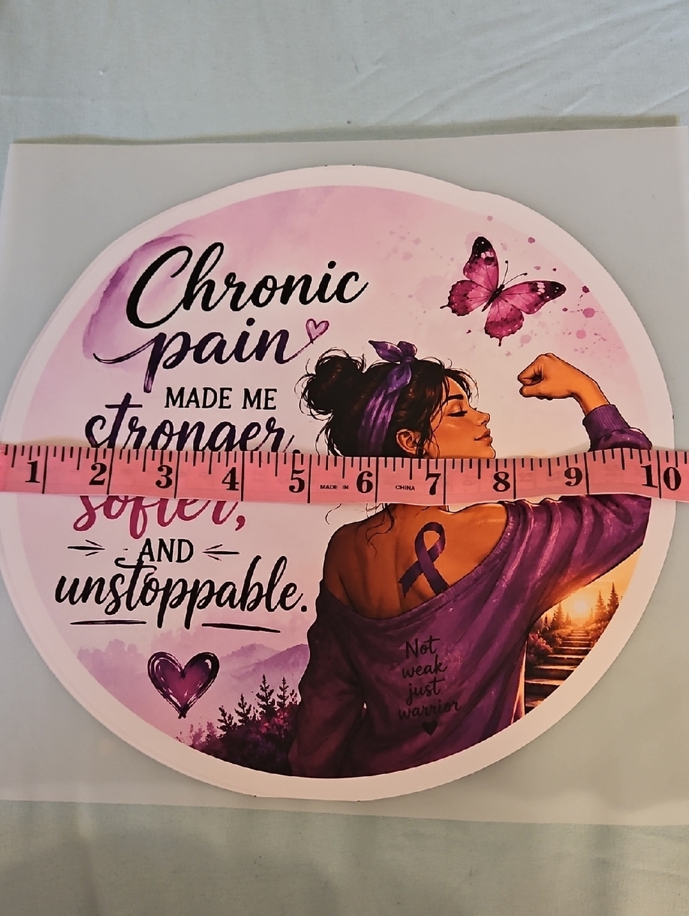 Chronic Pain Warrior DTF Transfer Iron On Applique Purple Butterfly Patch 10x10 - Picture 16 of 17